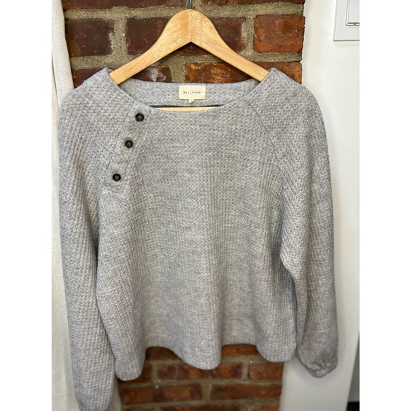 Mello Day Grey Long Sleeve Crewneck Knit Sweater - Picture 8 of 9